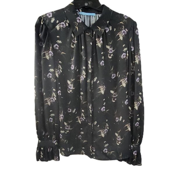 Antonio Melani Womens Floral Long Sleeve Blouse Size M - Picture 2 of 12